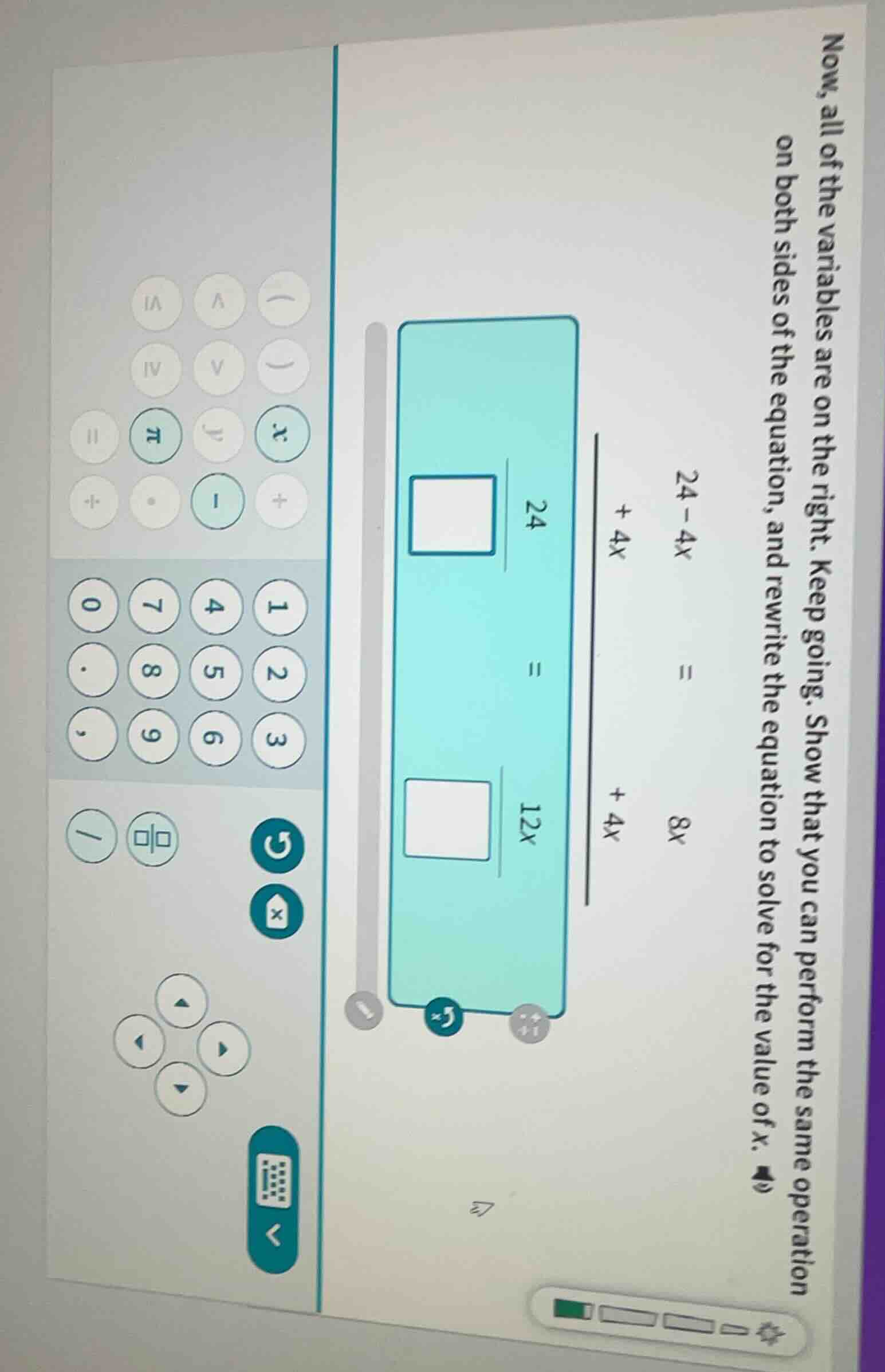 now, all of the variables are on the right. keep going. show that you c…