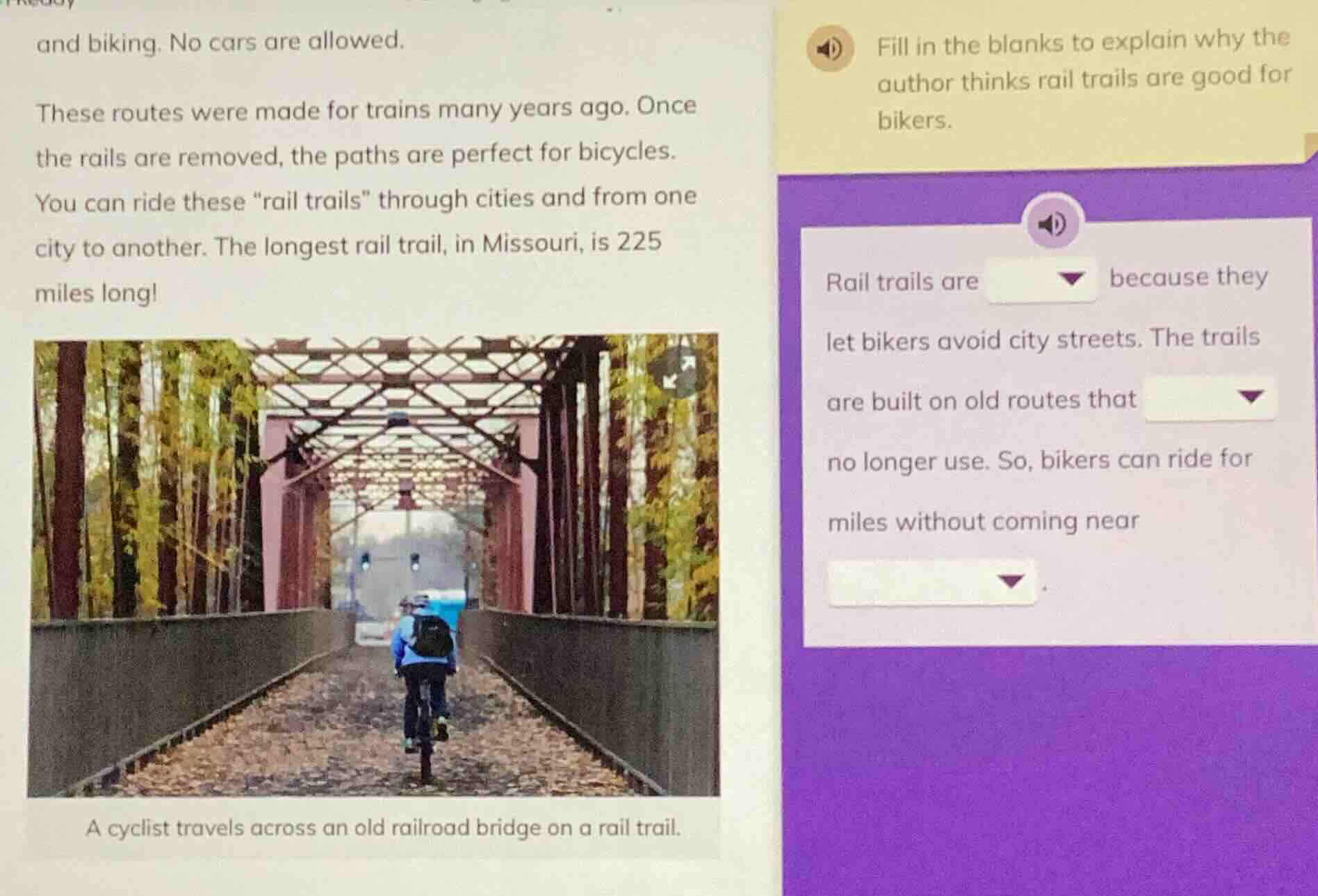 and biking. no cars are allowed. these routes were made for trains many…
