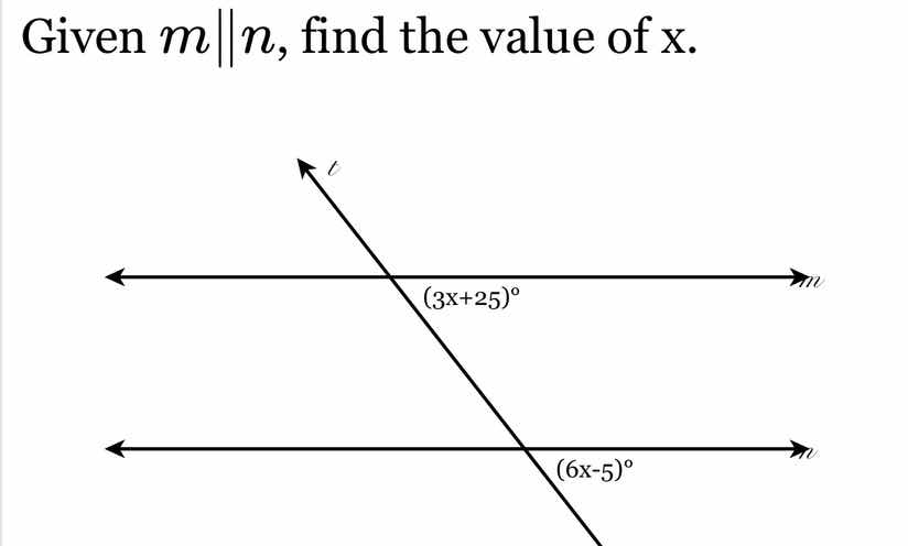 given ( m parallel n ), find the value of ( x ).