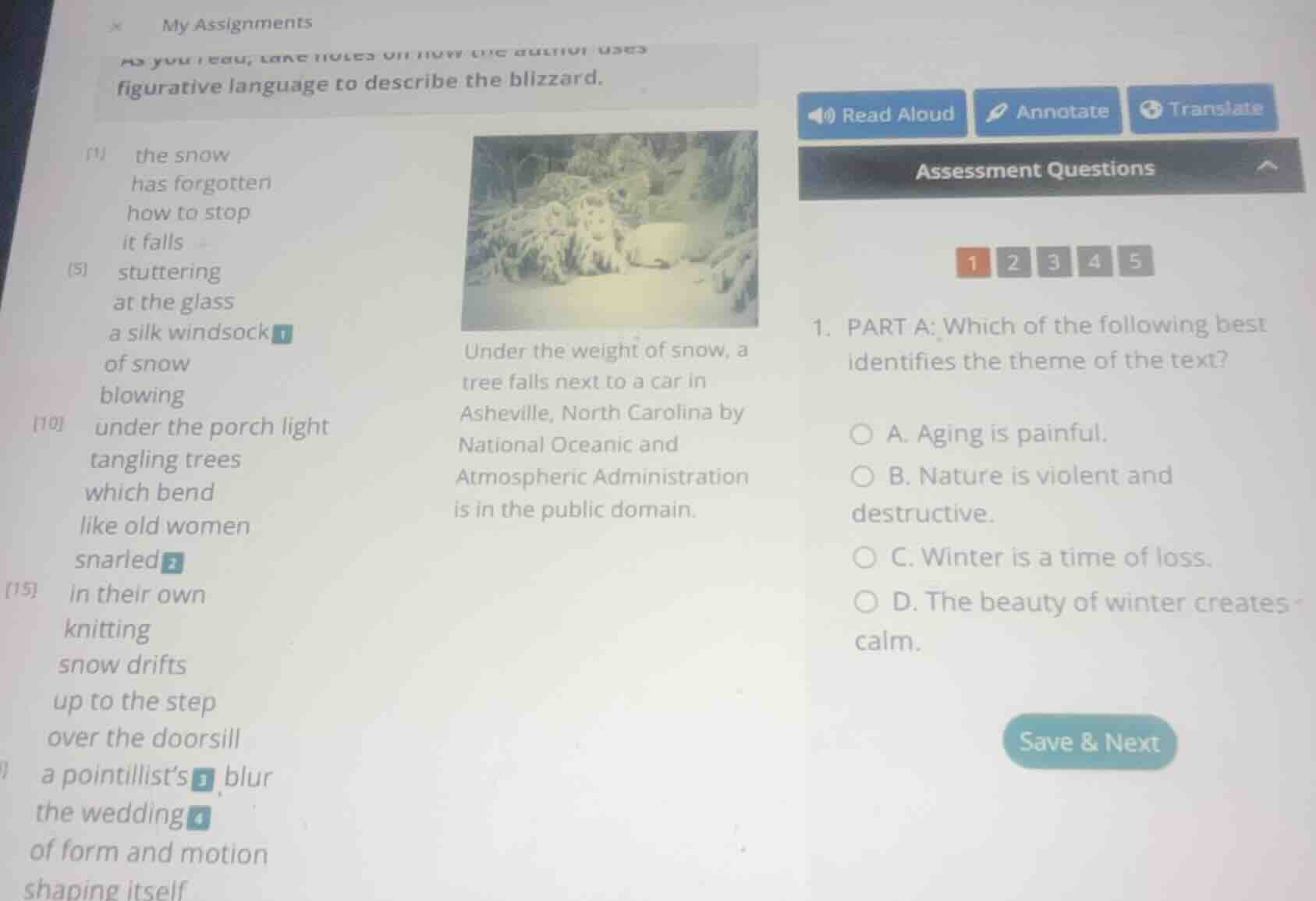 1. part a: which of the following best identifies the theme of the text…