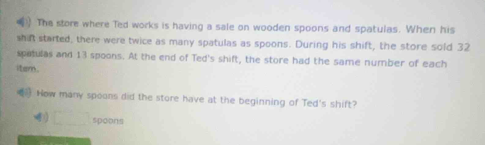 the store where ted works is having a sale on wooden spoons and spatula…