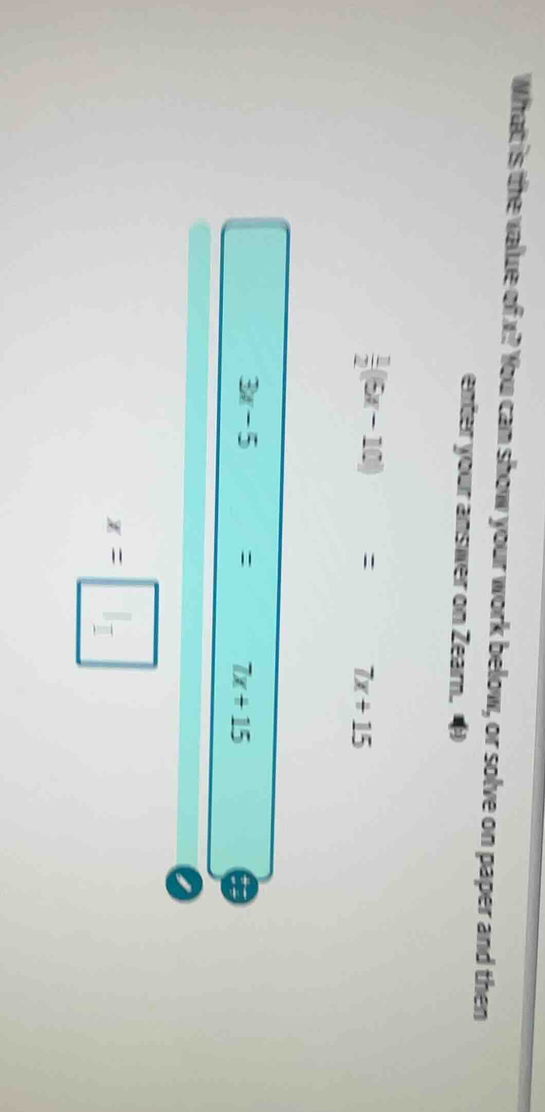 what is the value of x? you can show your work below, or solve on paper…