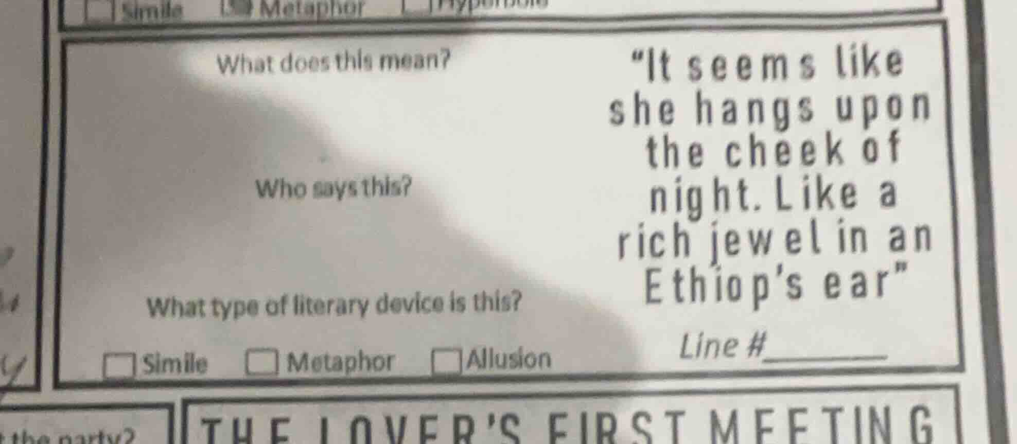 what does this mean? who says this? what type of literary device is thi…