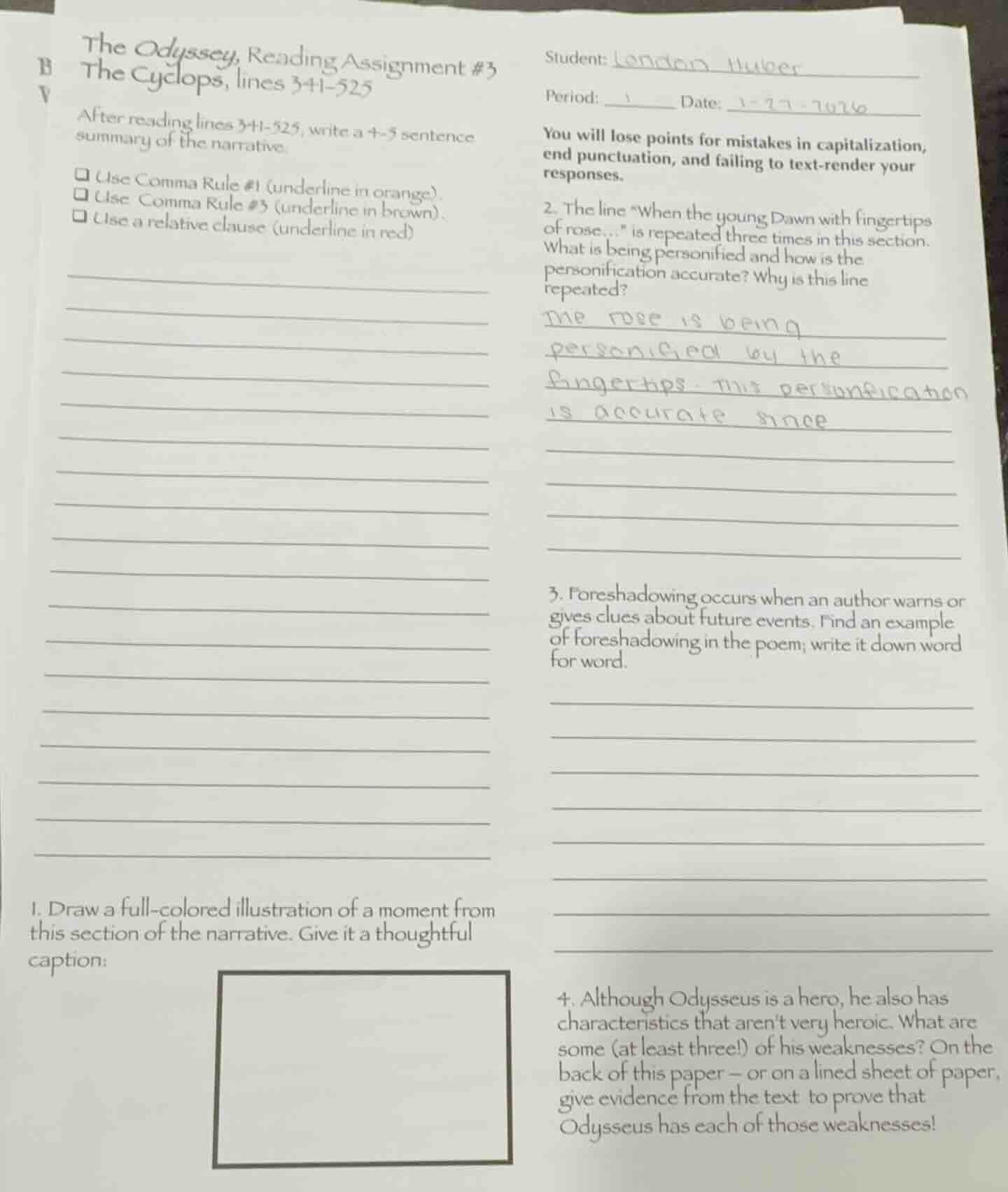 the odyssey, reading assignment #3 the cyclops, lines 341 - 525 after r…