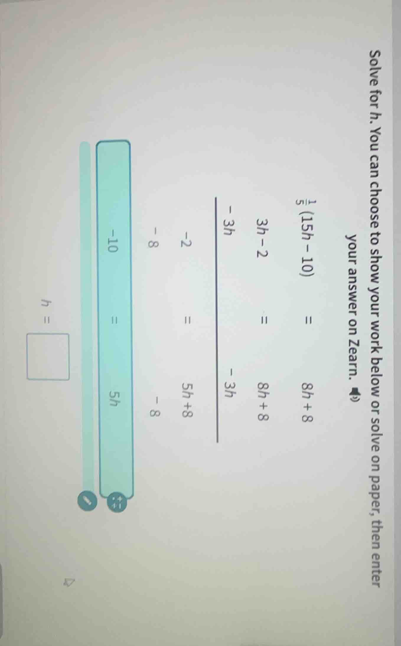solve for h. you can choose to show your work below or solve on paper, …