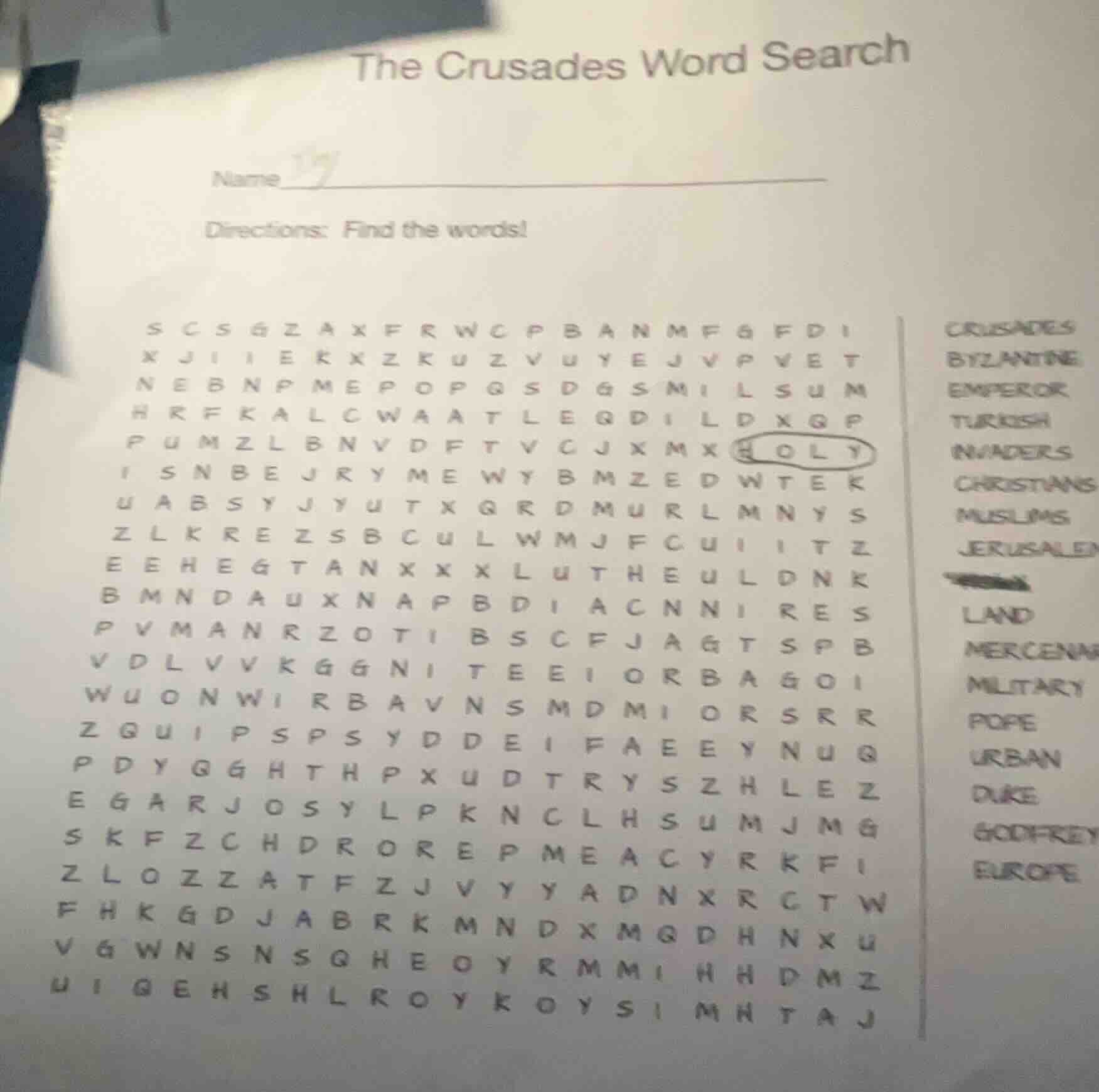 the crusades word search name______ directions: find the words! crusade…