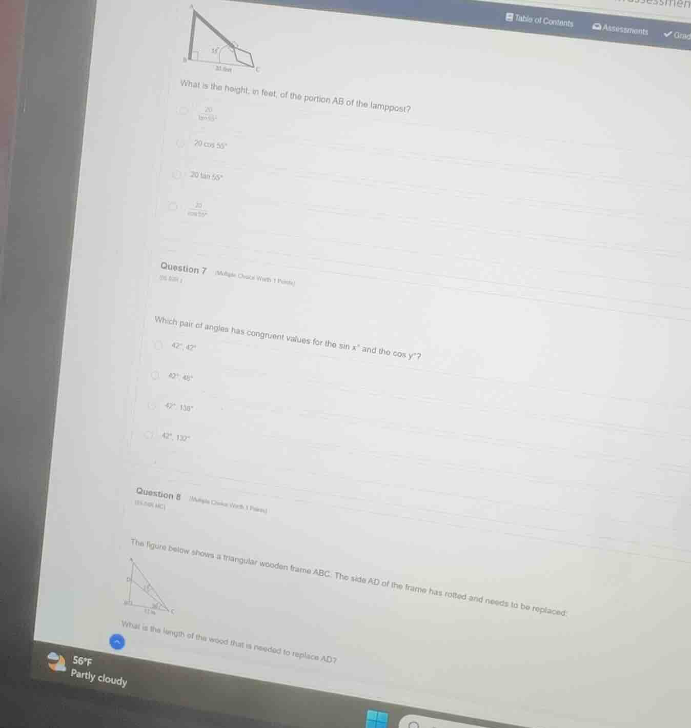 what is the height, in feet, of the portion ab of the lamppost?\\(\frac…