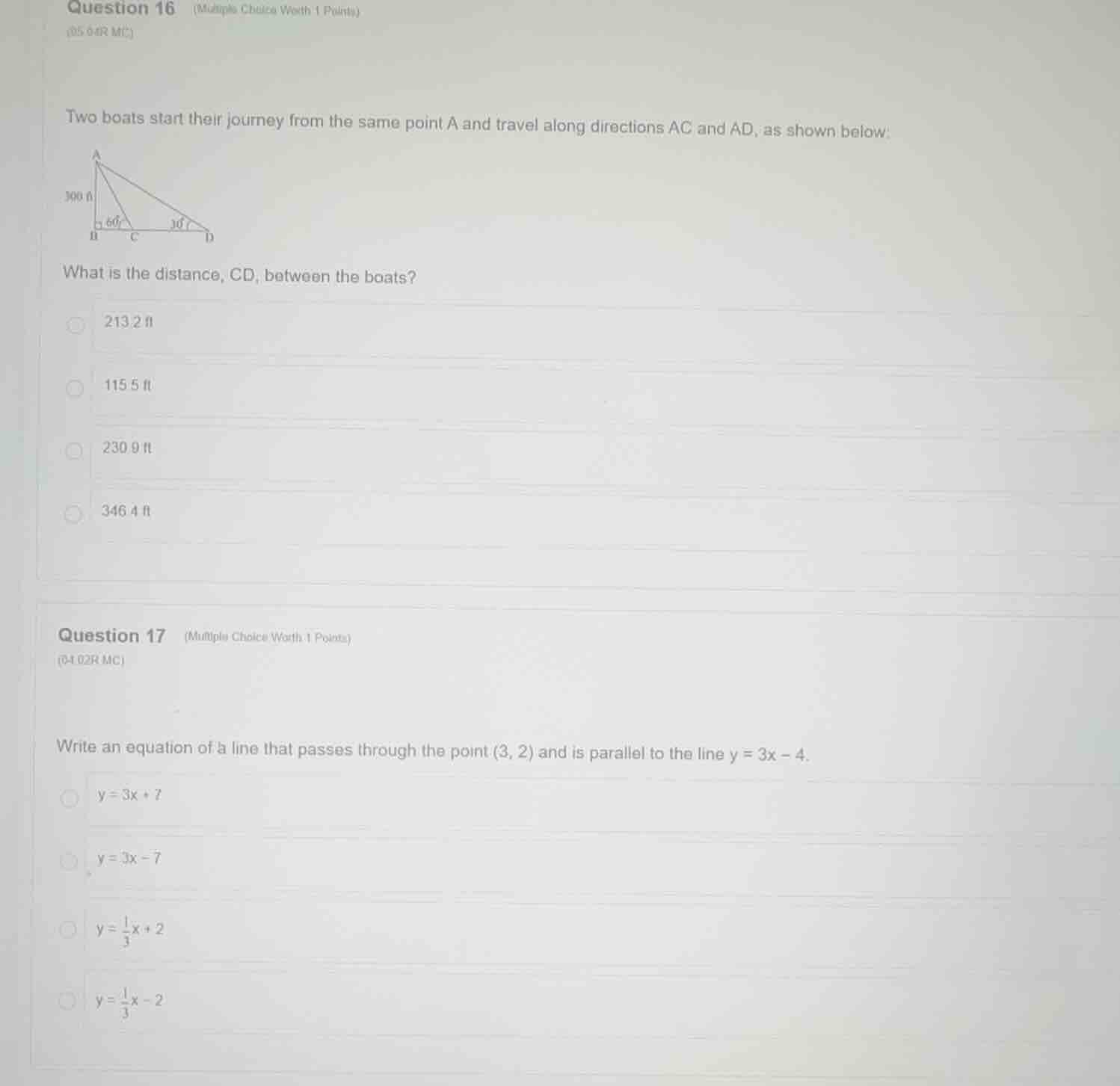 question 16 (multiple choice worth 1 points) (05.06r mc) two boats star…