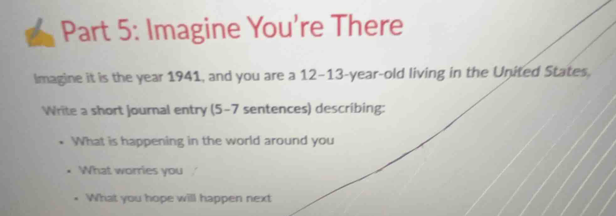 part 5: imagine youre there imagine it is the year 1941, and you are a …