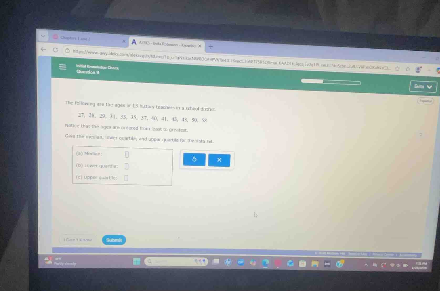 initial knowledge check question 9 the following are the ages of 13 his…