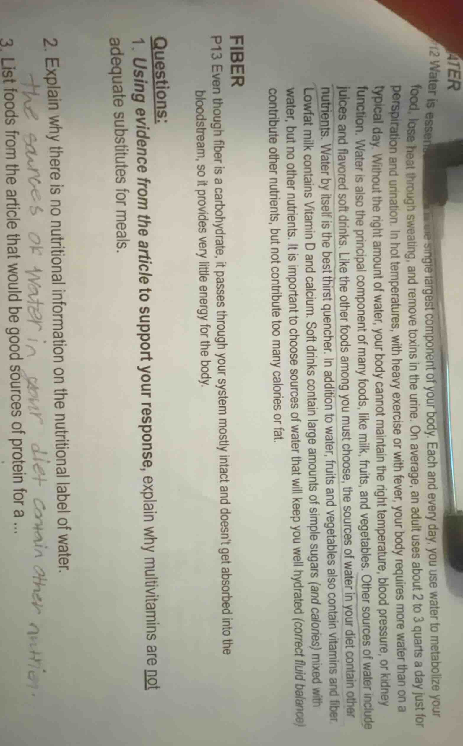 fiber p13 even though fiber is a carbohydrate, it passes through your s…