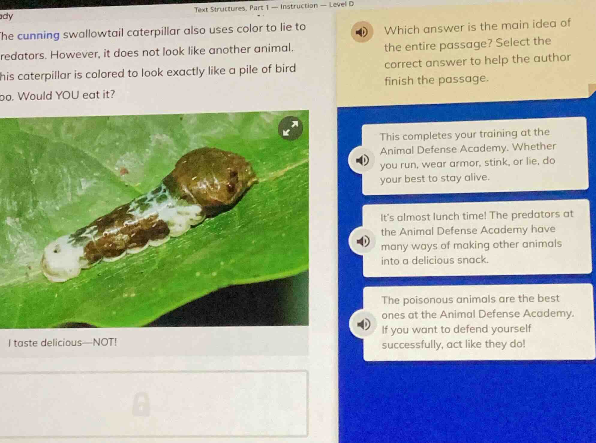 the cunning swallowtail caterpillar also uses color to lie to predators…