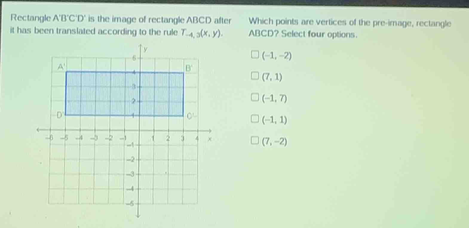 rectangle abcd is the image of rectangle abcd after it has been transla…