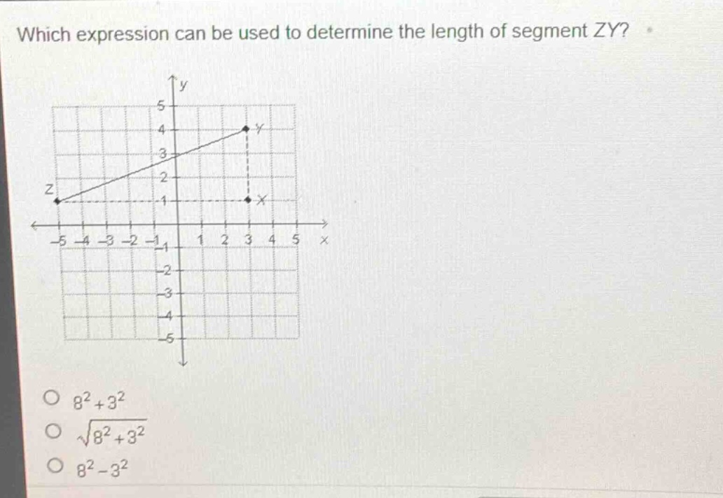 which expression can be used to determine the length of segment zy? \\(…