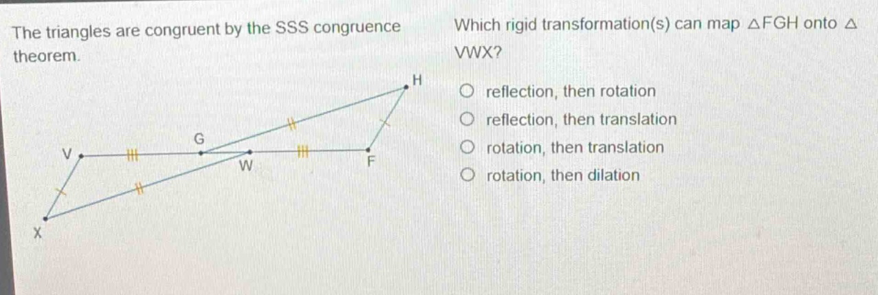 the triangles are congruent by the sss congruence theorem. which rigid …