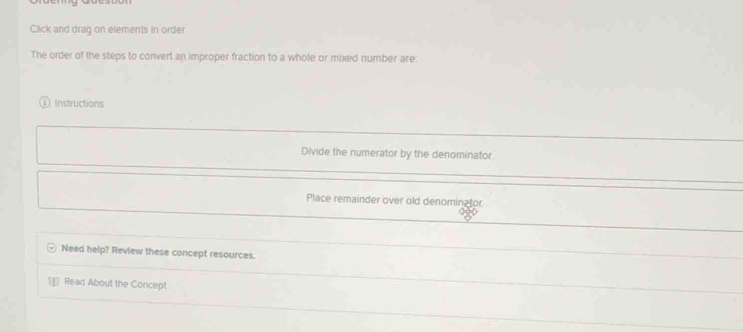 click and drag on elements in order the order of the steps to convert a…