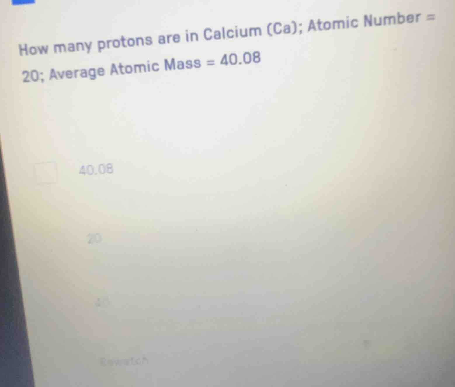how many protons are in calcium (ca); atomic number = 20; average atomi…