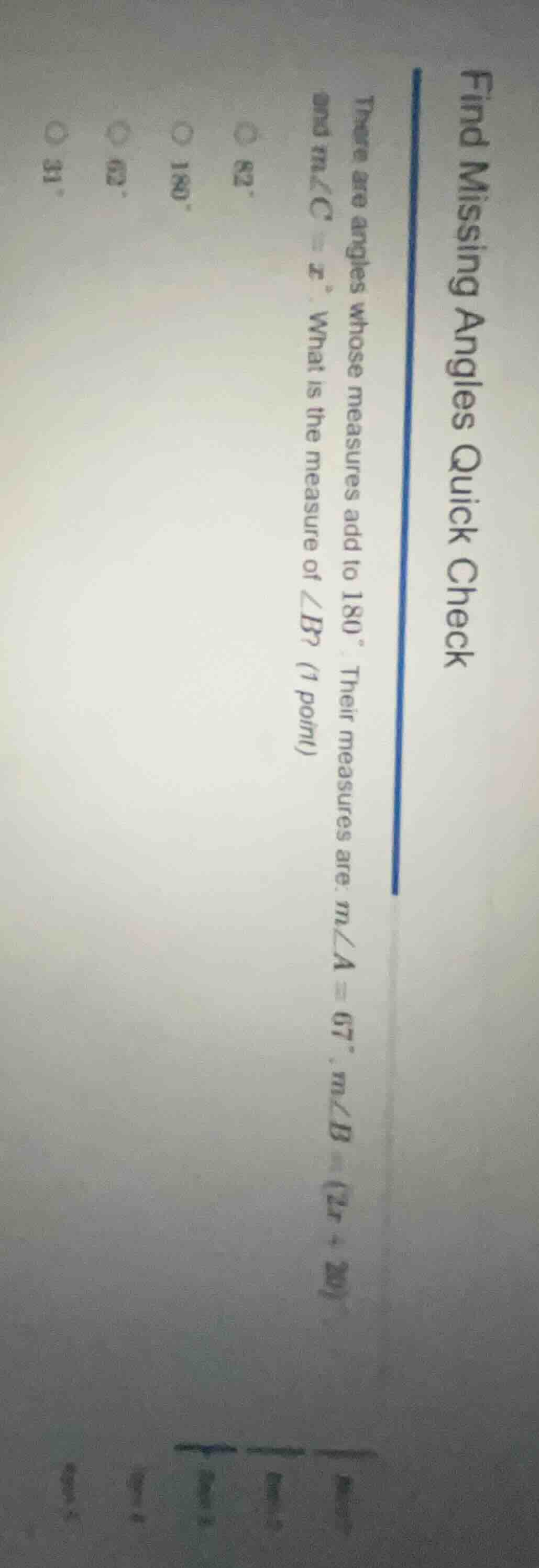 find missing angles quick check there are angles whose measures add to …