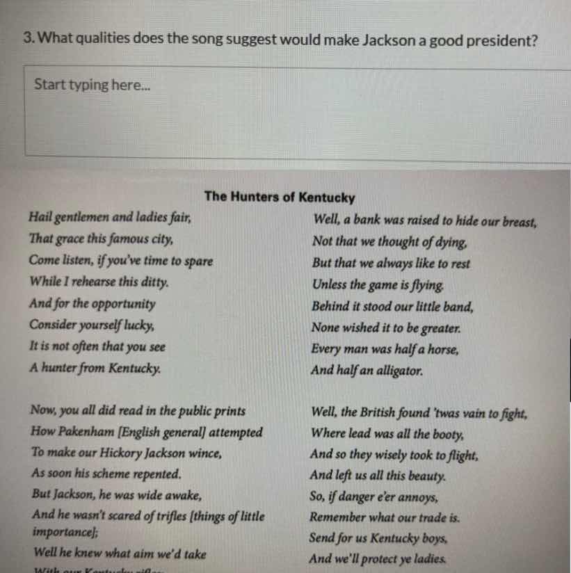 3. what qualities does the song suggest would make jackson a good presi…