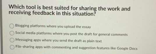 which tool is best suited for sharing the work and receiving feedback i…