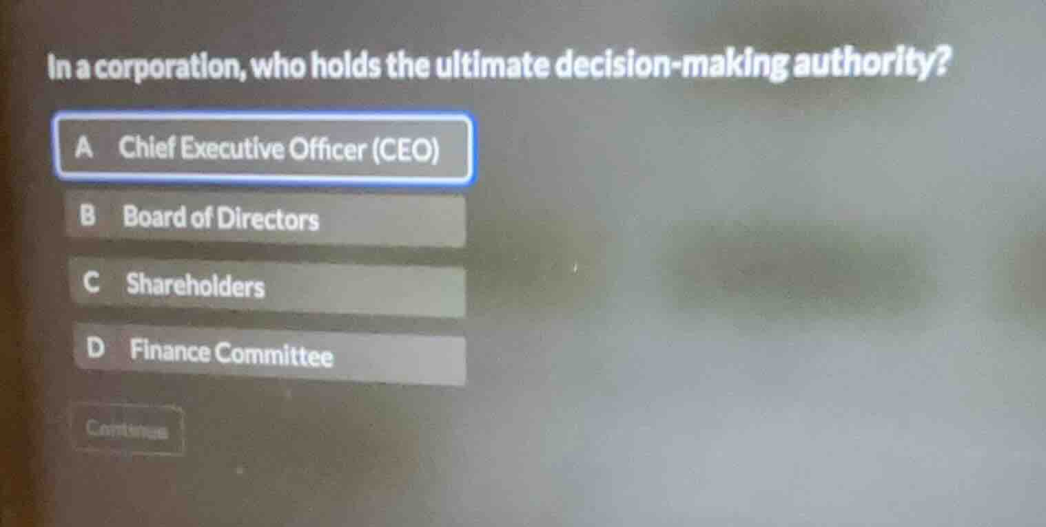 in a corporation, who holds the ultimate decision - making authority? a…