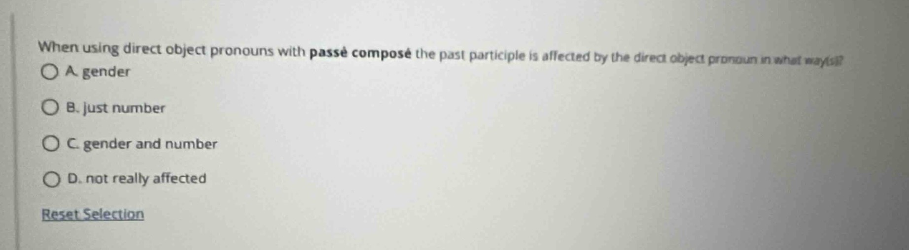 when using direct object pronouns with passé composé the past participl…