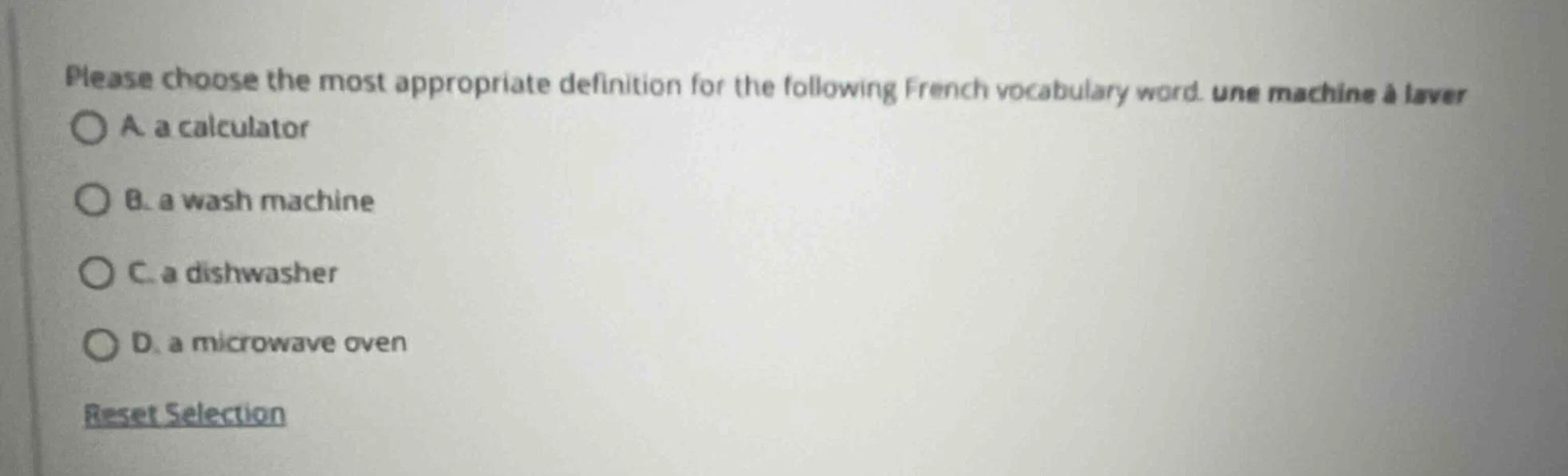please choose the most appropriate definition for the following french …