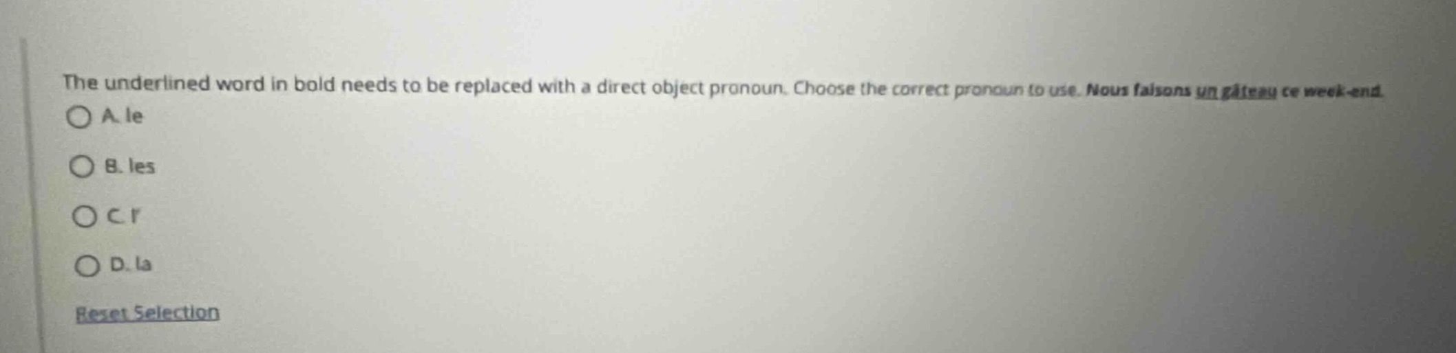 the underlined word in bold needs to be replaced with a direct object p…