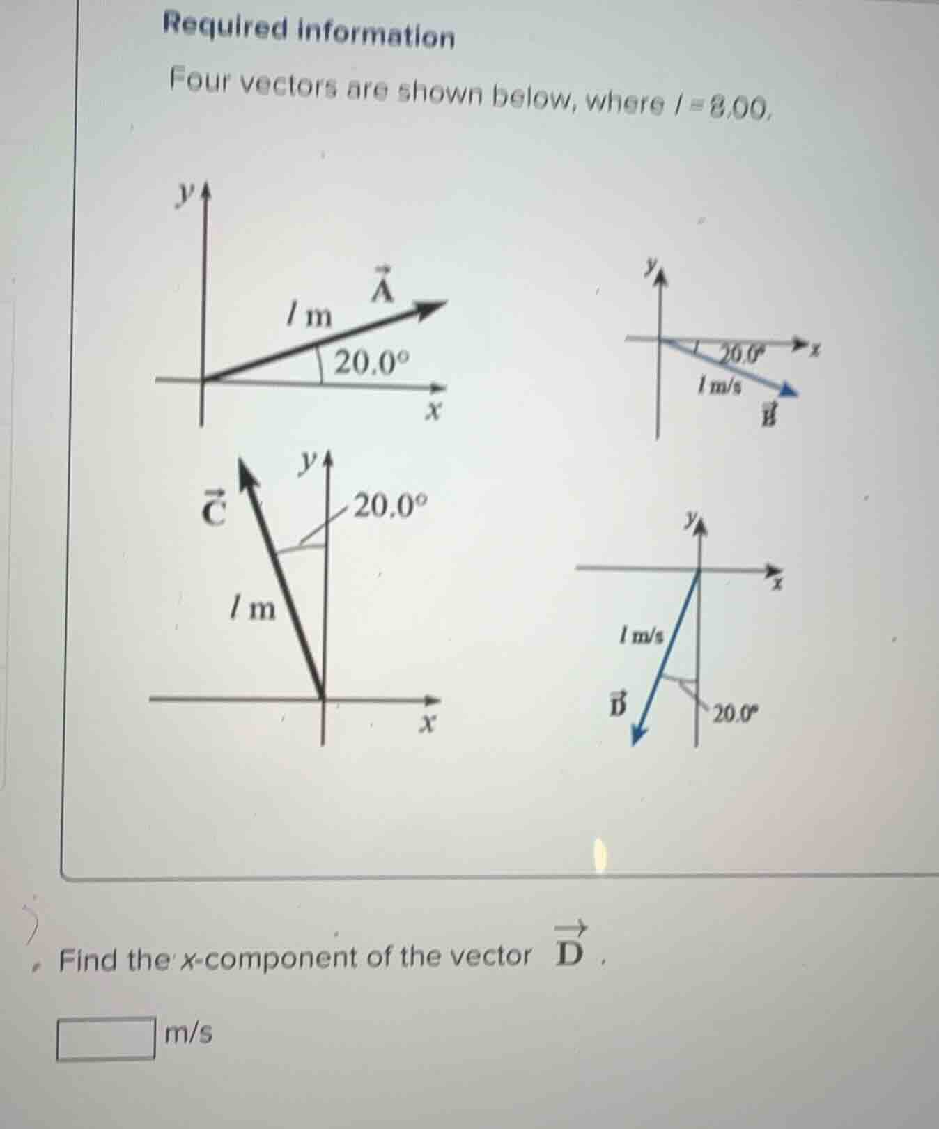 required information four vectors are shown below, where ( l = 8.00 ). …