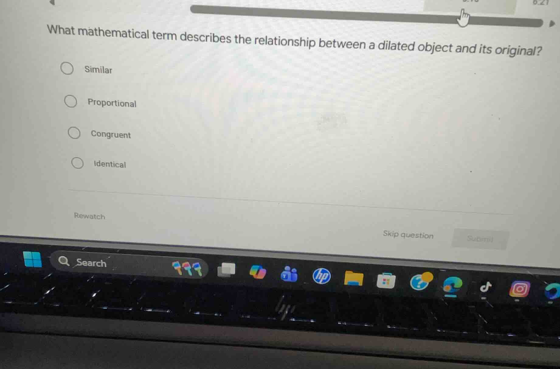 what mathematical term describes the relationship between a dilated obj…