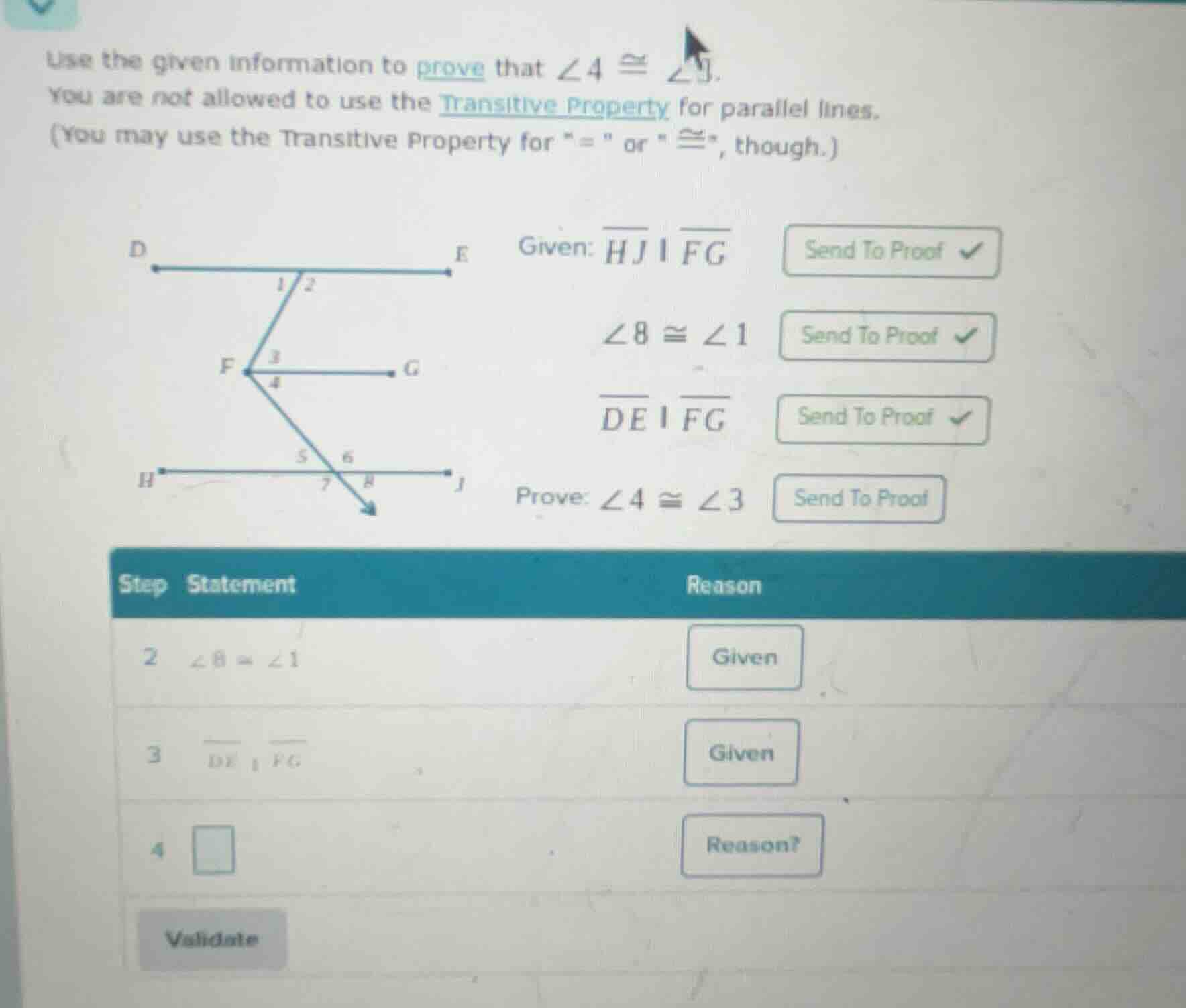use the given information to prove that $\\angle 4 \\cong \\angle 3$. y…