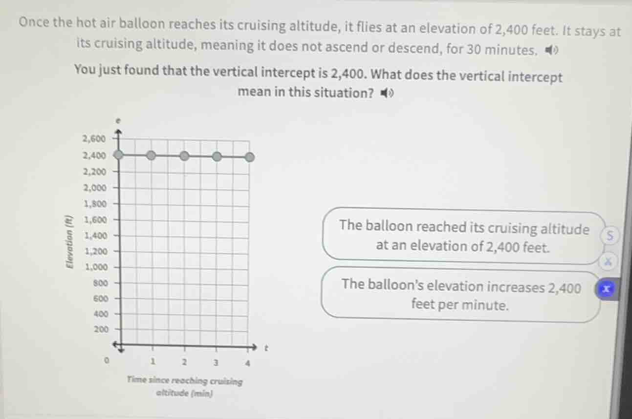 once the hot air balloon reaches its cruising altitude, it flies at an …