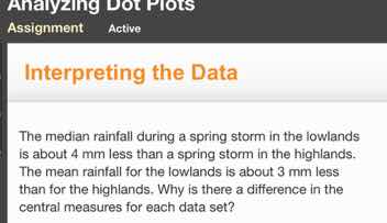 analyzing dot plots assignment active interpreting the data the median …
