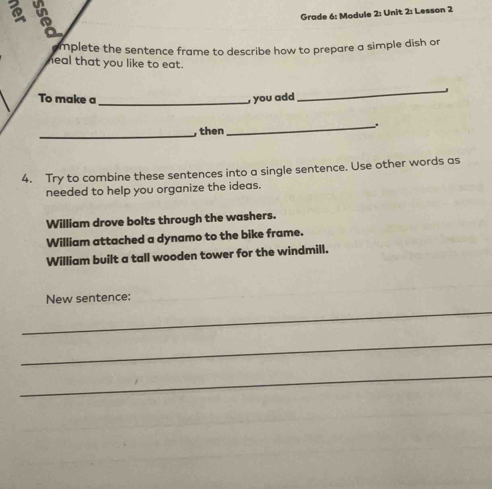 grade 6: module 2: unit 2: lesson 2 mplete the sentence frame to descri…