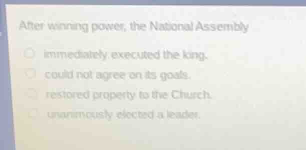 after winning power, the national assembly immediately executed the kin…