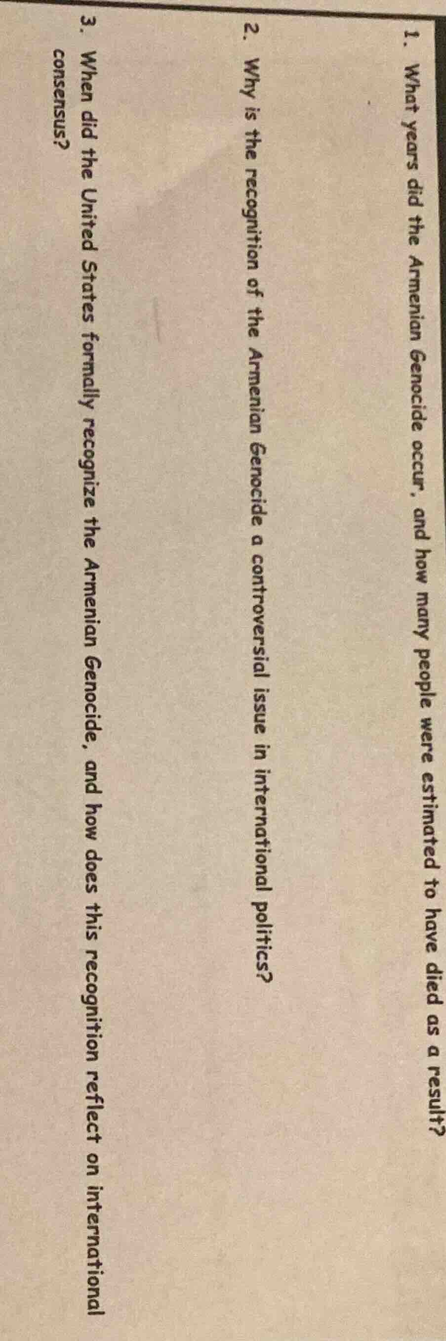 1. what years did the armenian genocide occur, and how many people were…
