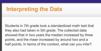 interpreting the data students in 7th grade took a standardized math te…