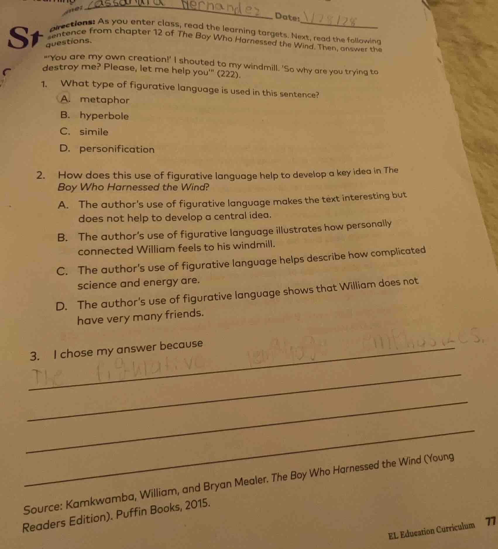 directions: as you enter class, read the learning targets. next, read t…