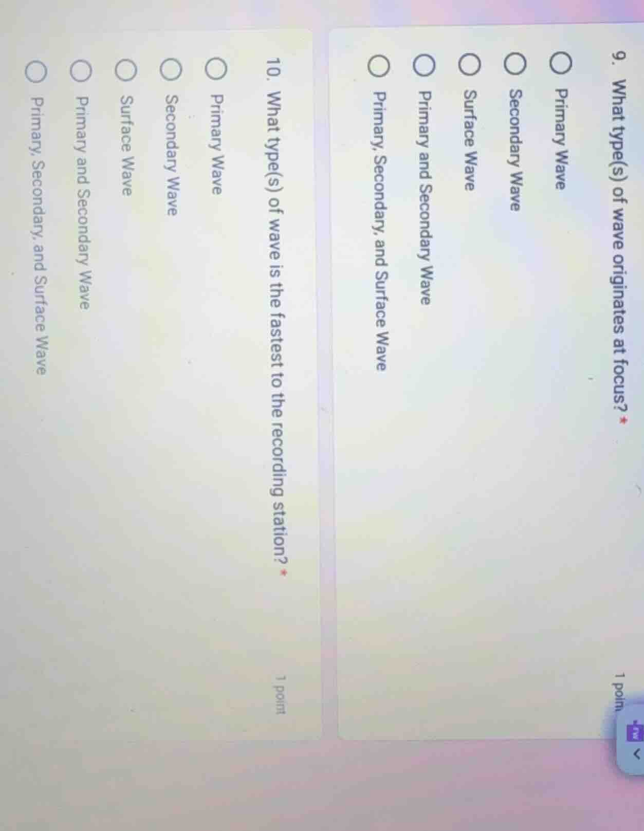 9. what type(s) of wave originates at focus? primary wave secondary wav…