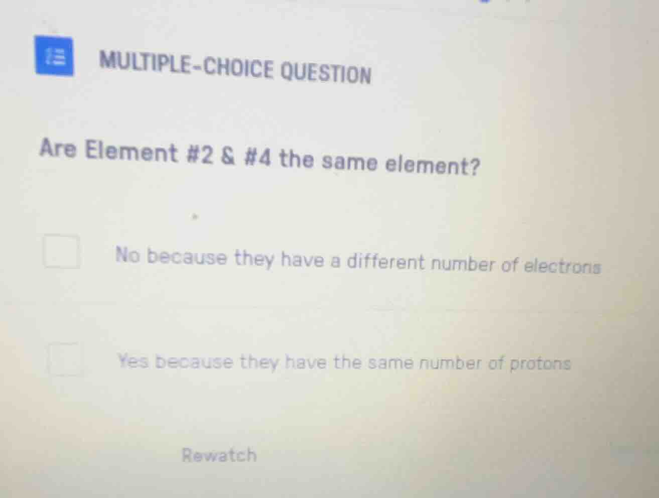 multiple-choice question are element #2 & #4 the same element? no becau…