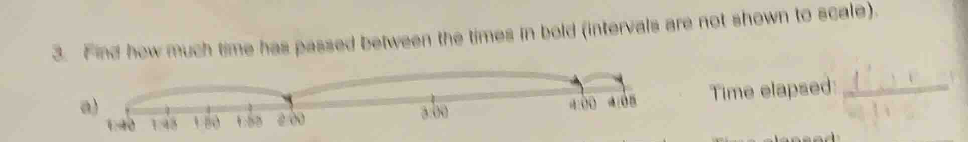 3. find how much time has passed between the times in bold (intervals a…