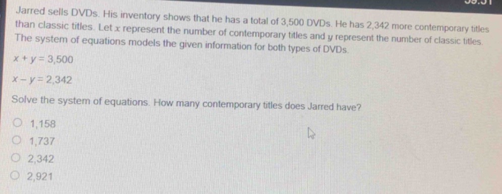 jarred sells dvds. his inventory shows that he has a total of 3,500 dvd…