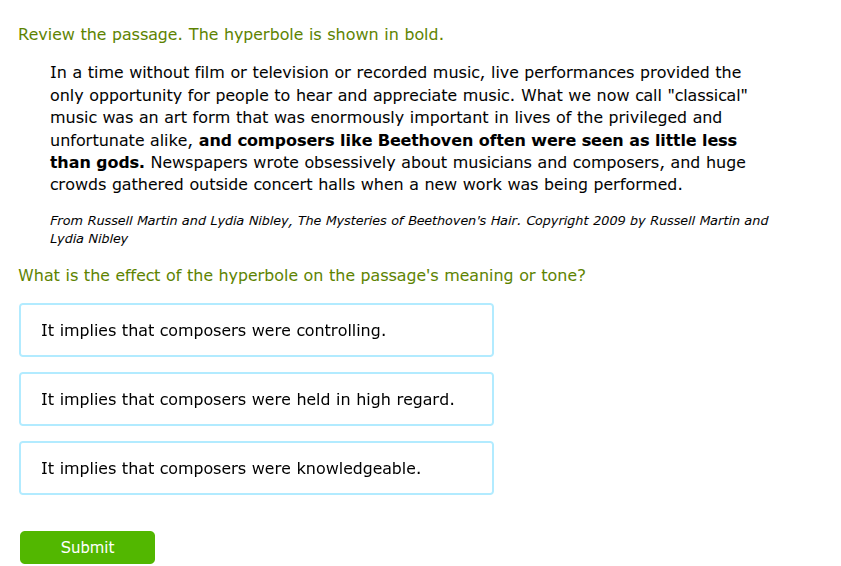 review the passage. the hyperbole is shown in bold. in a time without f…