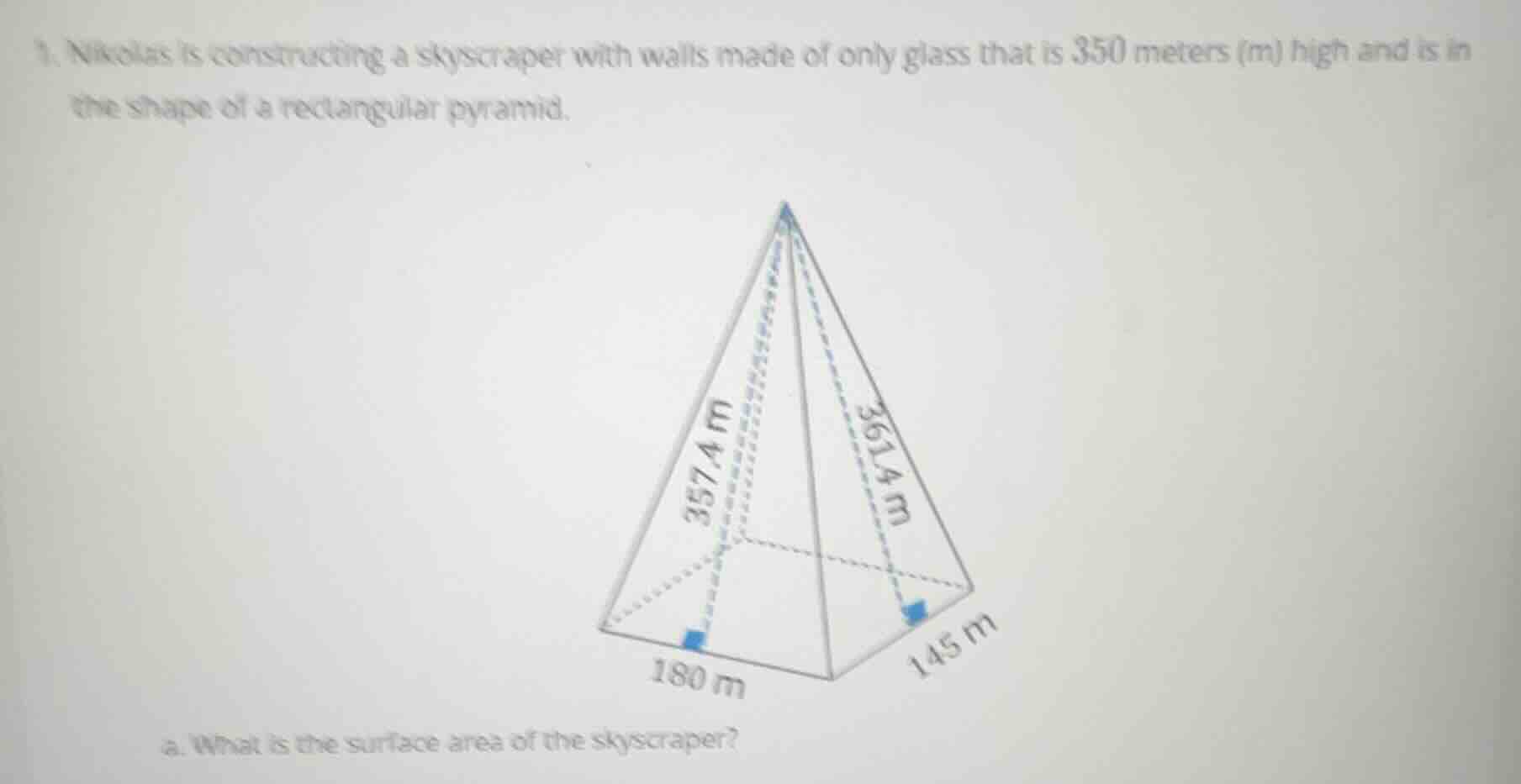 1. nikolas is constructing a skyscraper with walls made of only glass t…