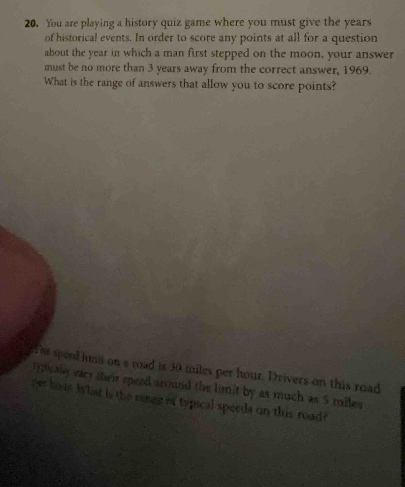 20. you are playing a history quiz game where you must give the years o…