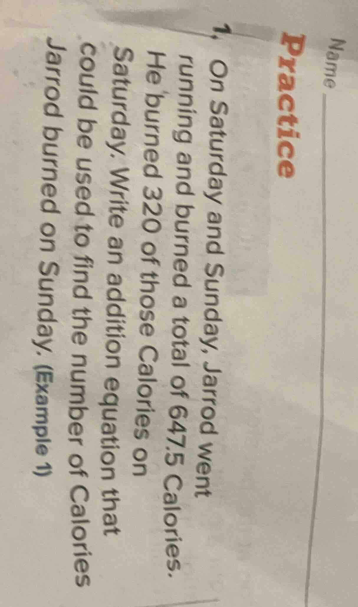 practice 1 on saturday and sunday, jarrod went running and burned a tot…