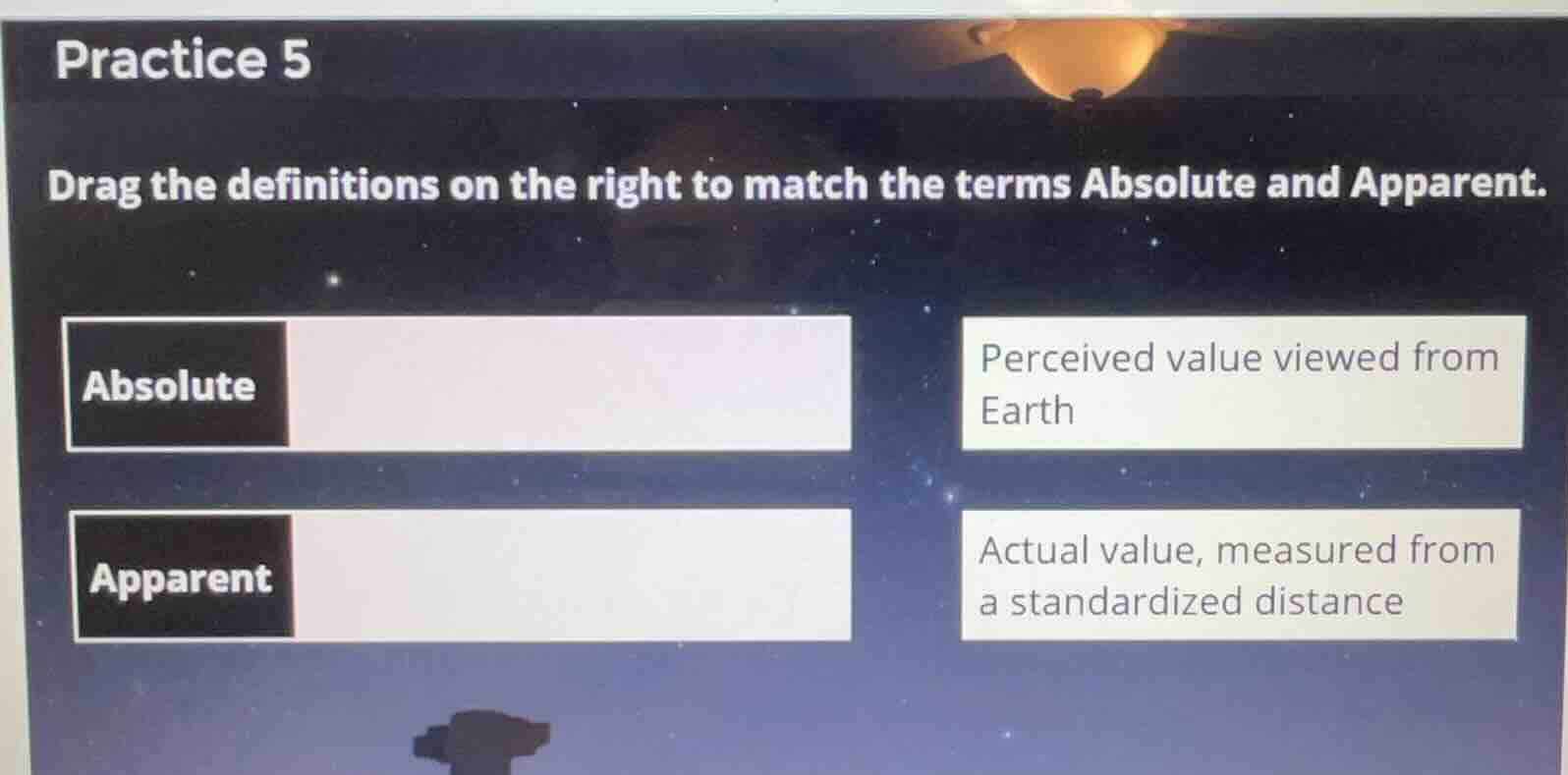 practice 5 drag the definitions on the right to match the terms absolut…