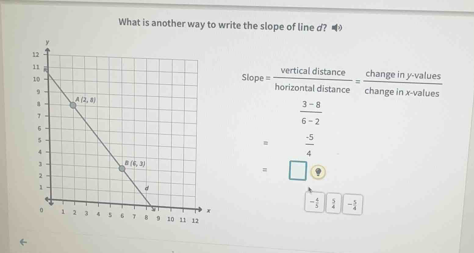 what is another way to write the slope of line d? slope = \\(\\frac{\\t…