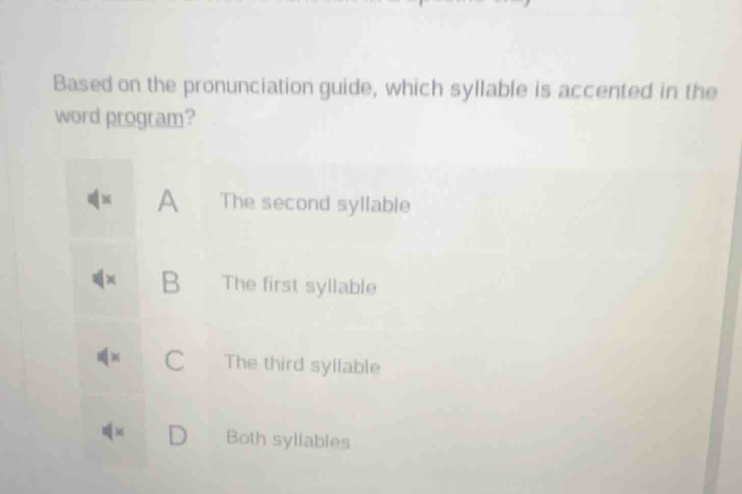 based on the pronunciation guide, which syllable is accented in the wor…