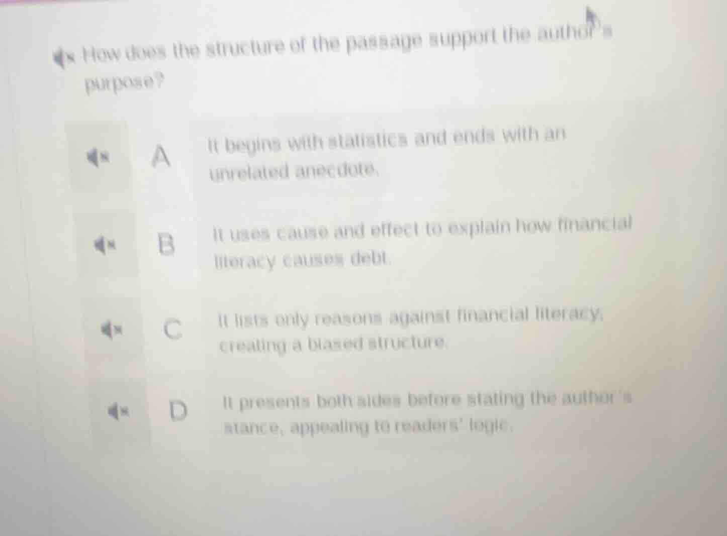 how does the structure of the passage support the authors purpose? a it…